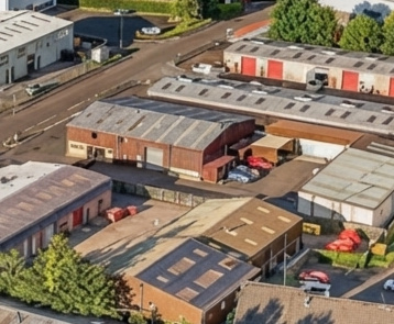 Private Landlord Units at Mill Road Industrial Estate Linlithgow Aerial close up view of private landlord storage and workshop units at Mill Road Industrial Estate in Linlithgow.