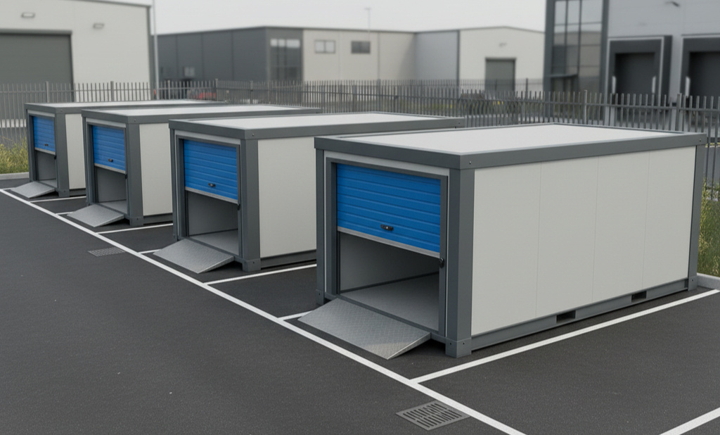 Strongholds Insulated Storage Units at Mill Road Industrial Estate Linlithgow Four Strongholds insulated storage units at Mill Road Industrial Estate in Linlithgow.